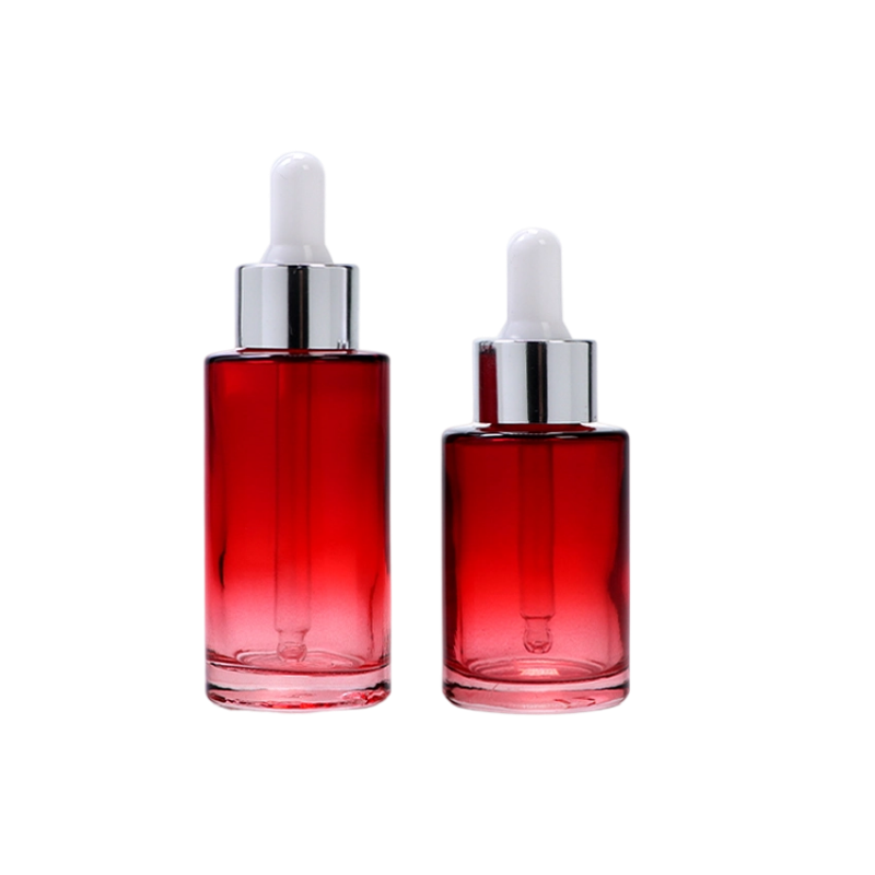 Flacoane cu picurare din sticlă cosmetică roșie degradată de 30 ml și 40 ml
